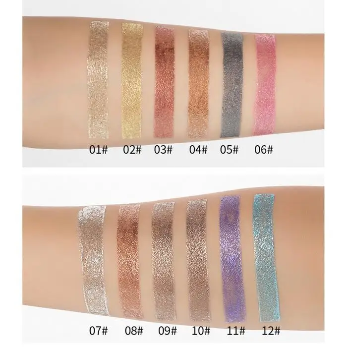 Модные 12 Цветов жидкие тени для век макияж Хэллоуин Limited Shimmer Metallic издание