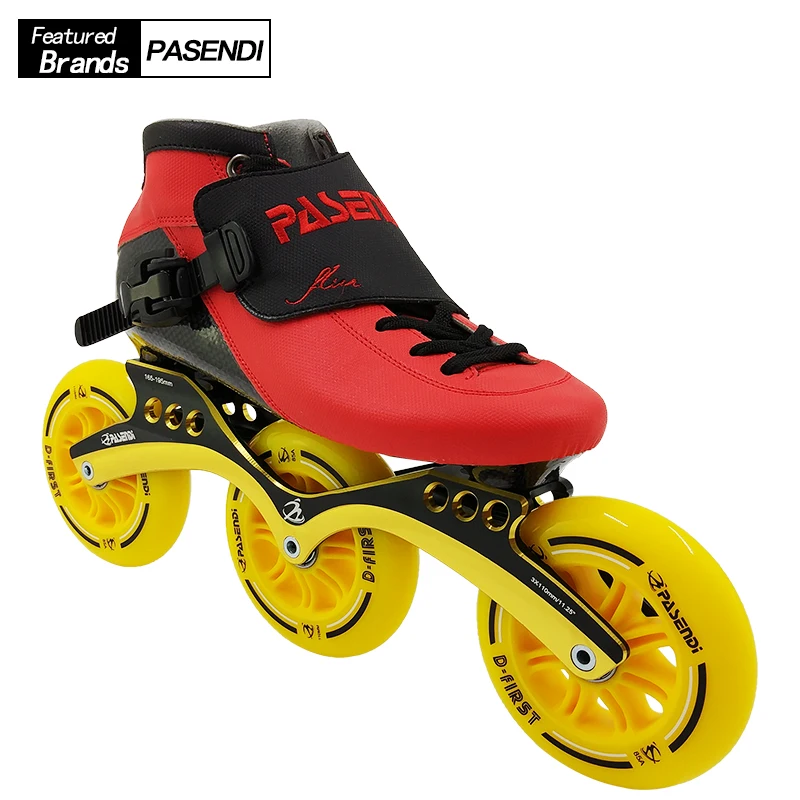 

PASENDI Professional 3X110 Frame Adults Speed Skating Shoes Kids Roller Skate Patines Inline Skates Boots Women Men Shoe Child