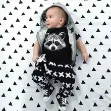 2017 Summer Style Baby Girls Boys Clothing Set Infant Fox Cotton Little Monsters Short Sleeve Baby Uniseex Clothes