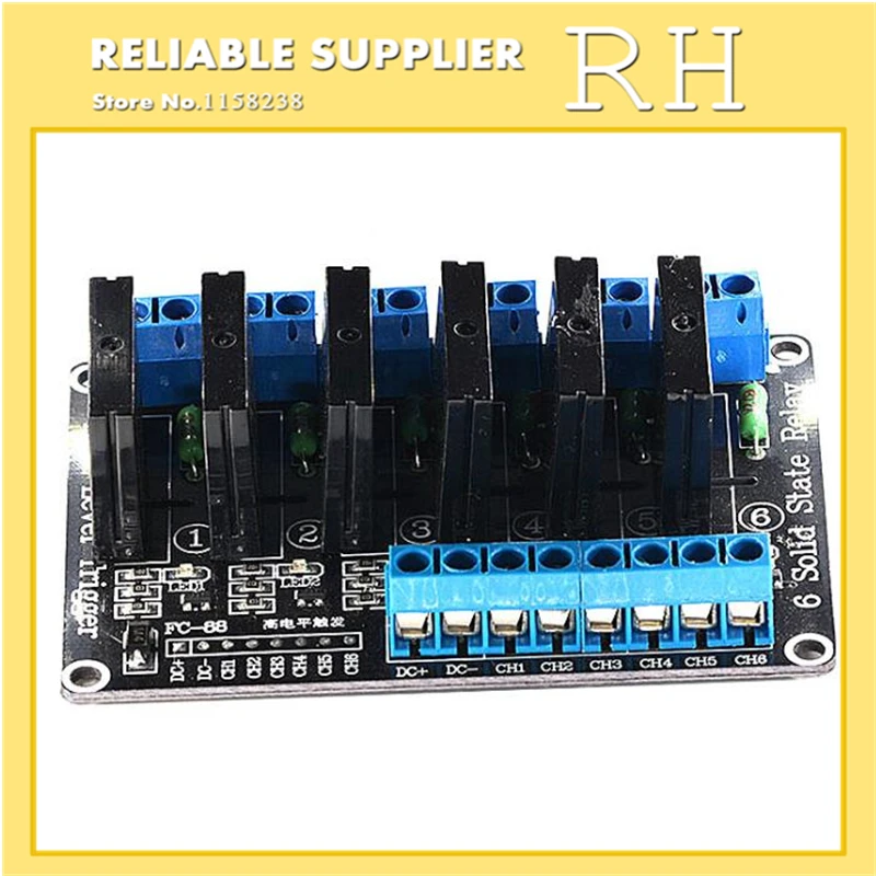 

1PCS/lot 6 Channel 6 Road 5V 12V 24V High level trigger solid state relay module with fuse 250V2A For Arduin