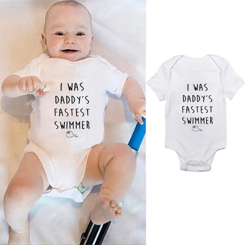Г. Боди для малышей, белый комбинезон с надписью «I WAS DADDY's fast SWIMMER», одежда для маленьких девочек и мальчиков летняя хлопковая одежда