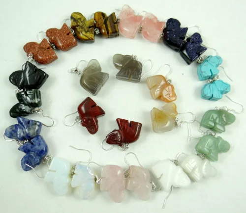 Серьги подвески из натурального кварца тигрового глаза опала слона|earrings for|earring