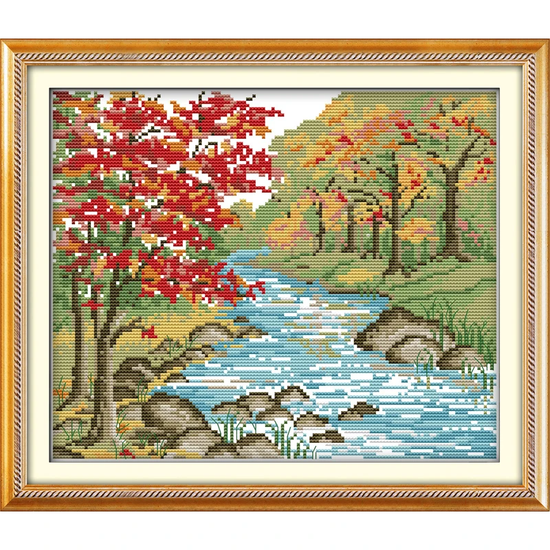 

Everlasting love Autumn view Chinese cross stitch kits Ecological cotton stamped printed 11CT DIY Christmas decorations for home