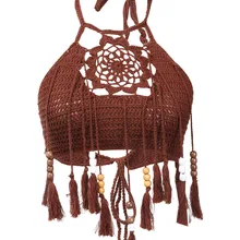 Hirigin летний женский Ретро винтажный связанный крючком бюстгальтер кружевной трикотажный бюстгальтер пляжное Бикини Холтер Cami Tank Crop Top пляжная одежда купальники