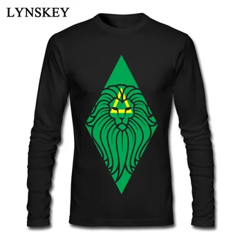 

Art Design Geometry Lion Long Got Tops Shirts Funny Haikyuu O Neck No Button Slim Fit Men Tshirt