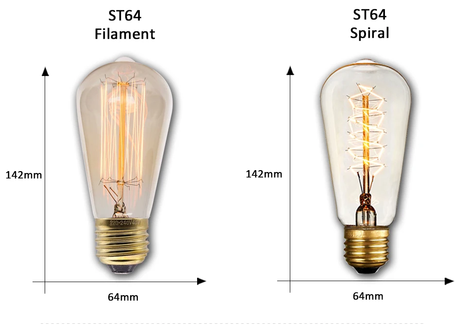 Ретро Edison ЛАМПЫ E27 40 W 220 V ST64 T10 T45 G80 G95 G125 ампулы винтажная лампочка эдисона нить накаливания лампочки для декора