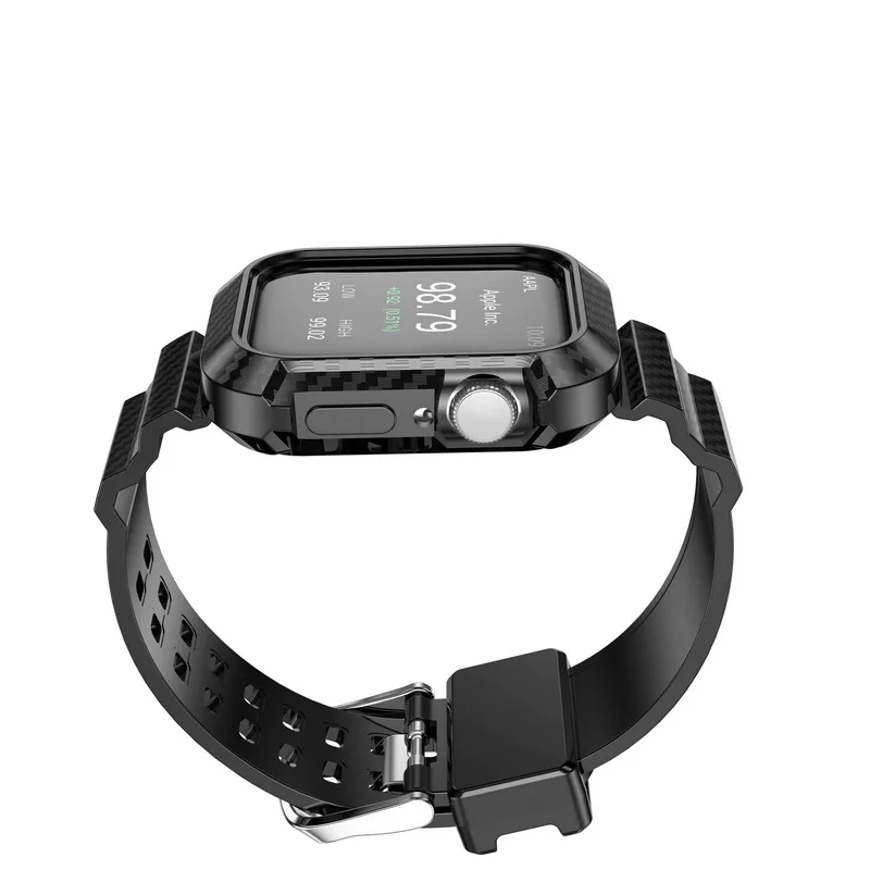 NOWAL силикон из углеродного волокна защитный чехол и ремешок для часов для Apple iWatch 4 44 мм