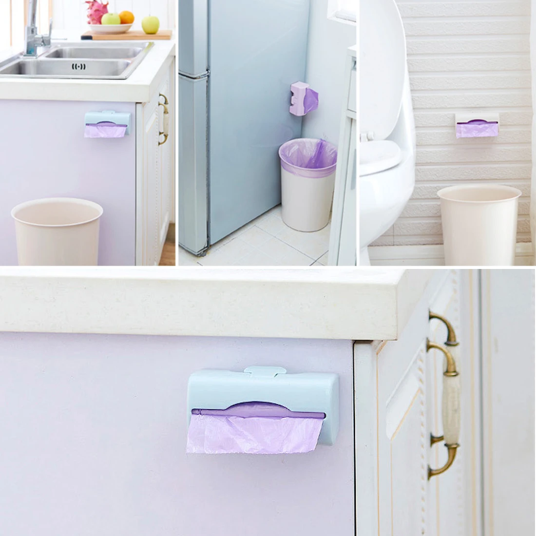 1 قطعة جدار شنت القمامة أكياس قمامة موزع صندوق تخزين من البلاستيك رف الحاويات المطبخ الحمام المنظم