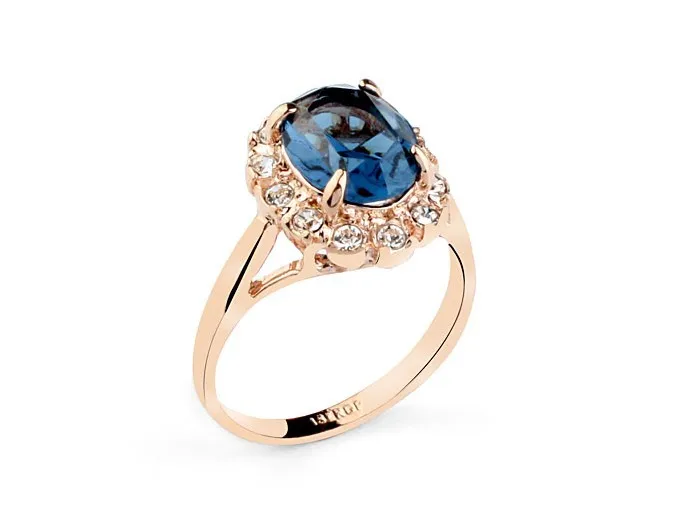 

Rose Gold Clor Blue Cubic Zirconia Stone Rings For Women