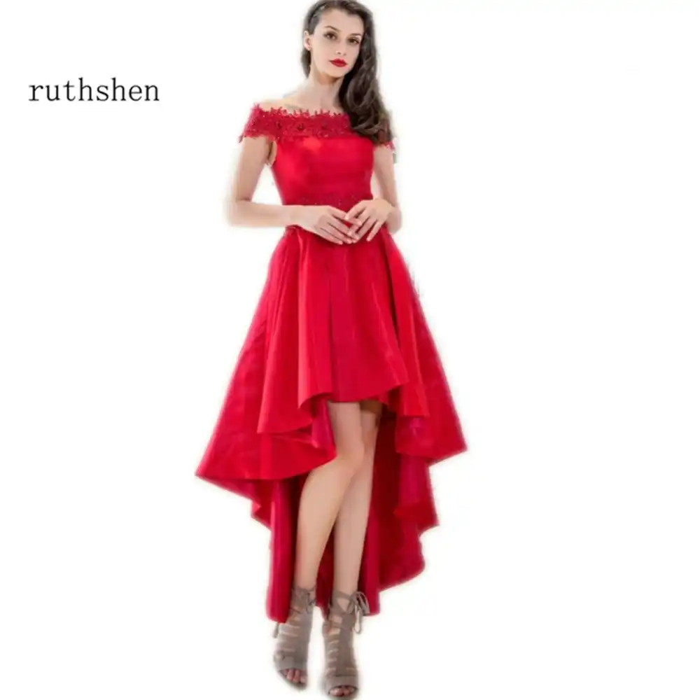 Ruthshen Prom Dresses 2018 High Low Off Shoulder Appliques Beaded
