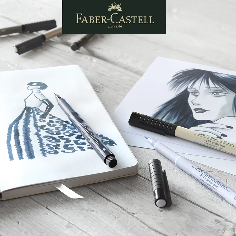 Фломастеры Faber catell для художника индийские чернила Pitt B 6 'Basic/terra/landscape/grey'