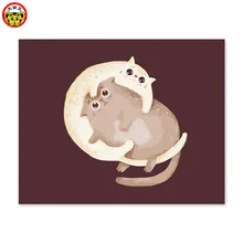 Цифровая живопись Белый Кот и серый Кот мультфильм подарки для детей Настенный декор