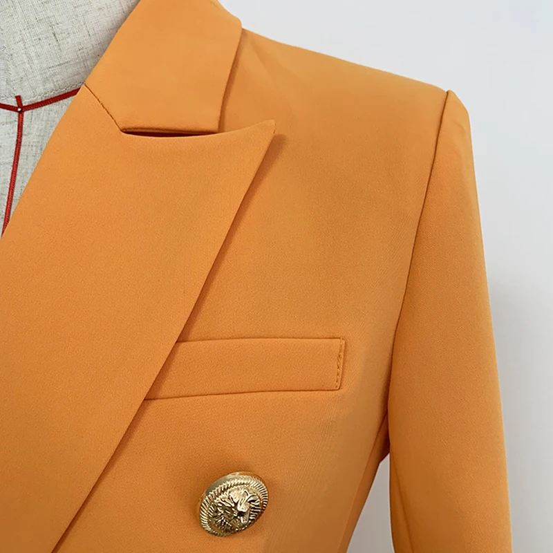 Высокое качество, новинка, дизайнерский блейзер в стиле барокко, женский классический двубортный пиджак с металлическими кнопками в форме льва, верхняя куртка