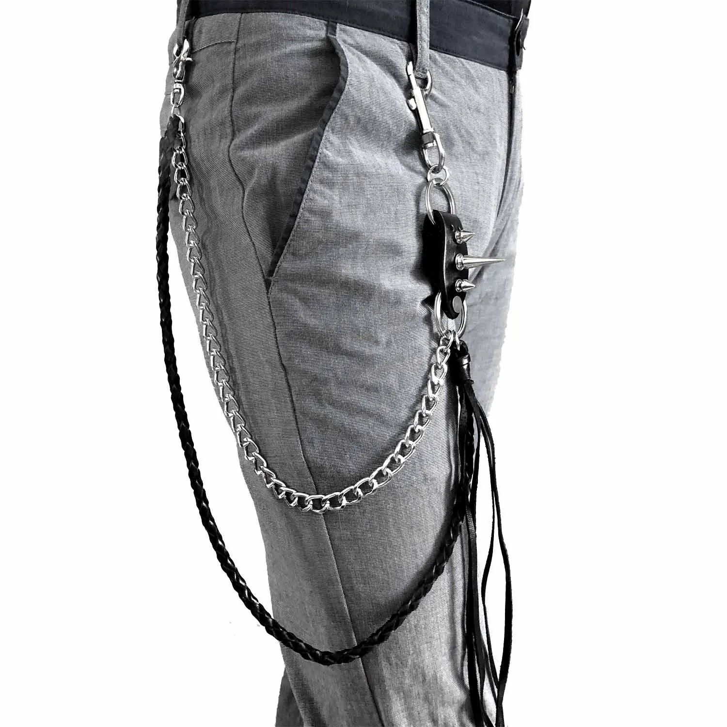 

Long woman Men's Metal Wallet Belt Chain Rock Punk Trousers Hipster casual Pant jeans Keychain Silver Ring Clip Keyring WZ31