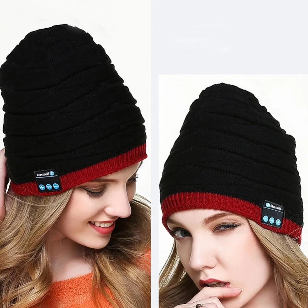 

Hot Winter Bluetooth Cap USB Rechargeable Built-in Keep Warm Smart Bluetooth 4.1 Music Knitting Hat With Earphone