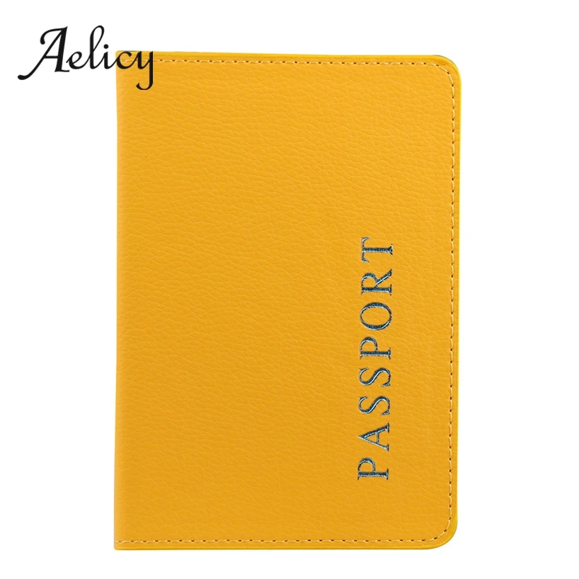 

Aelicy New Travel Leather Passport Holder Protector Women Men outdoor abroad Passport Cover Slim pure color billfold Book Wallet