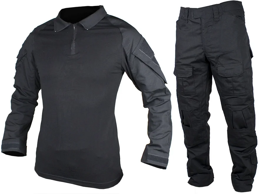 CQC Gen2, тактическая страйкбольная армейская Боевая полевая униформа, Военная Черная Рубашка и штаны, набор, уличная Пейнтбольная охотничья одежда, костюм