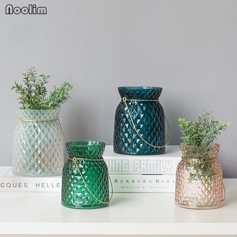 

NOOLIM Colorful Glass Vase Home Desktop Decoration Living Room Dining Table Decoration Floral Furnishings