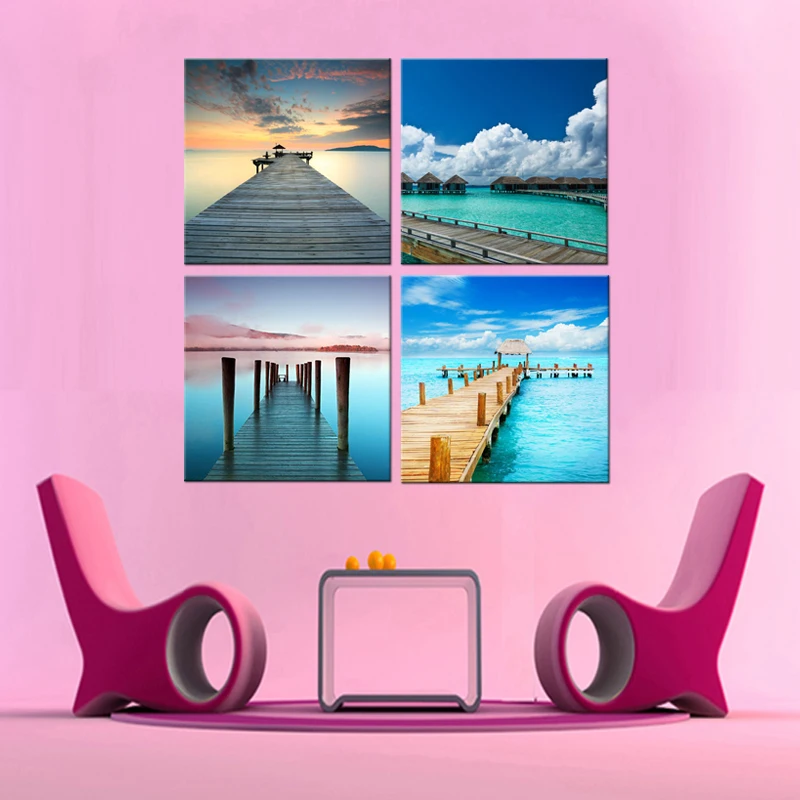 4-Panel-HD-Canvas-Art-Sunset-Oil-Painting-Wall-Art-Canvas-Picture-HD-Art-Print-Home