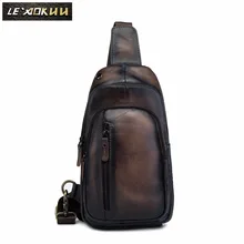 Мужская качественная кожаная повседневная модная нагрудная Сумка-слинг дизайн дорожная треугольная сумка на Одно Плечо Сумка Через Плечо Рюкзак мужской 8005db