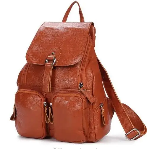 Новая модная сумка, женский рюкзак, рюкзак из натуральной кожи, Студенческая школьная сумка, рюкзак, Повседневная сумка через плечо - Цвет: khaki