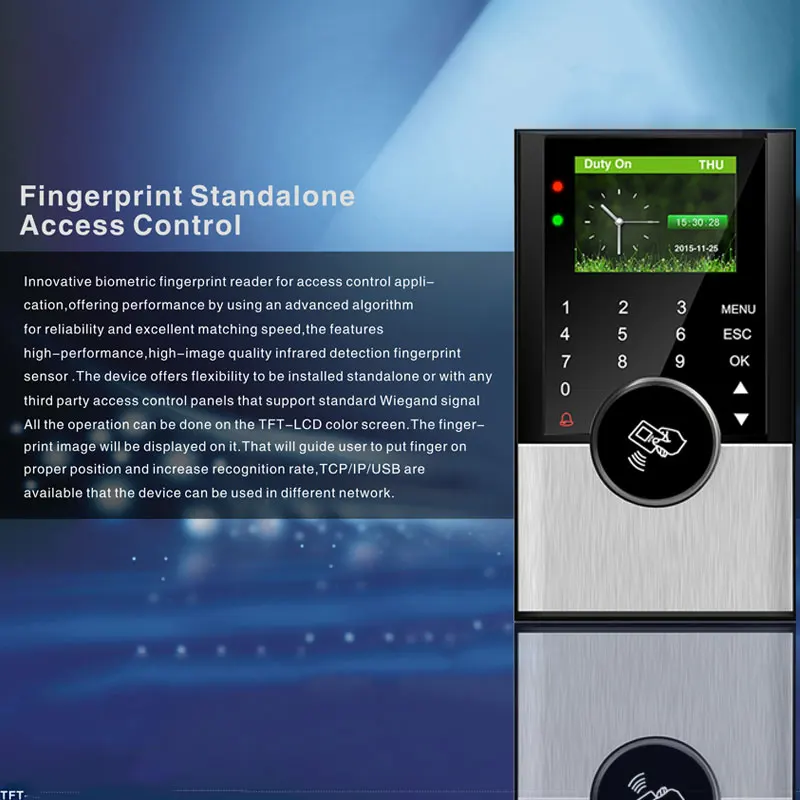 

Biometric Time Attendance System TCPIP Access Control USB Employee Office Attendance Time Clock Card&Password Electronic Machine