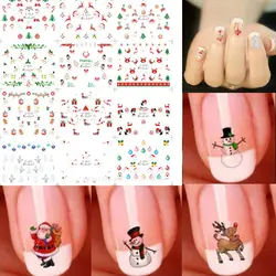 12 Лист Рождественские стикеры 3D на ногти Nail Art снежинки и забавные Снеговики ногтей наклейки