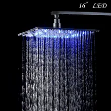 LED Farben 16 Zoll Regendusche Kopf Verchromt Messing Über kopf Sprayer Ohne Dusche Arm