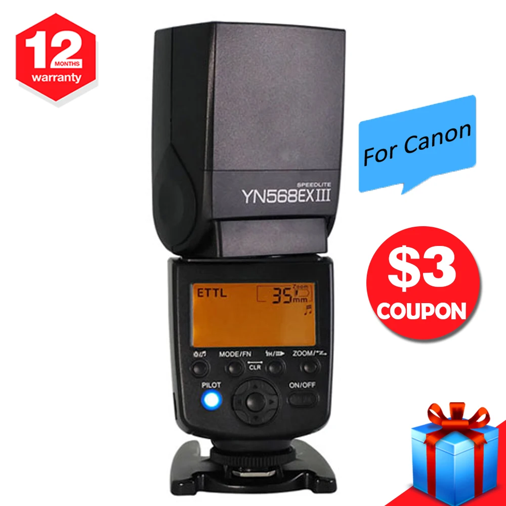 

Yongnuo YN568EX III YN-568EX III 2.4G Wireless TTL HSS Flash Speedlite For Canon 5D II III 6D 7D II 60D 80D 90D 550D 600D 650D