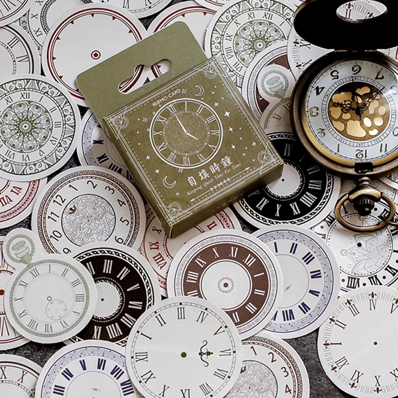 

45pc/box Vintage clock circular paper sticker decoration diy diary scrapbooking sticker children favorite stationery kids gifts