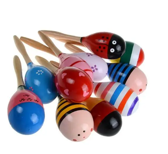 20 см ударный музыкальный инструмент дети деревянная погремушка с шариками игрушка погремушка-образовательная для обучения ребенка YH1079