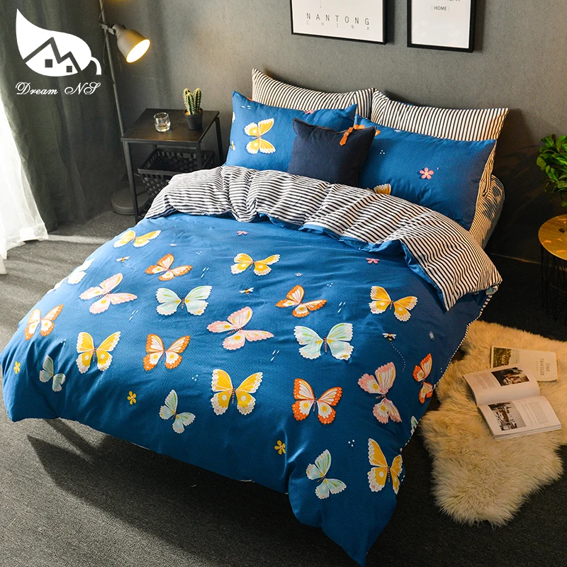 

Dream NS Nordic Blue Butterfly Home Bedding Set For Nordic Duvet Cover Pillowcase Warm Soft Home Bedroom Living Room Cover
