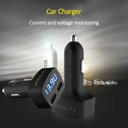 Dual USB Автомобильное Зарядное устройство Quick Charge 3.1A автомобиля Зарядное устройство для Moible Телефон 4 в 1 Многофункциональный ток Температура