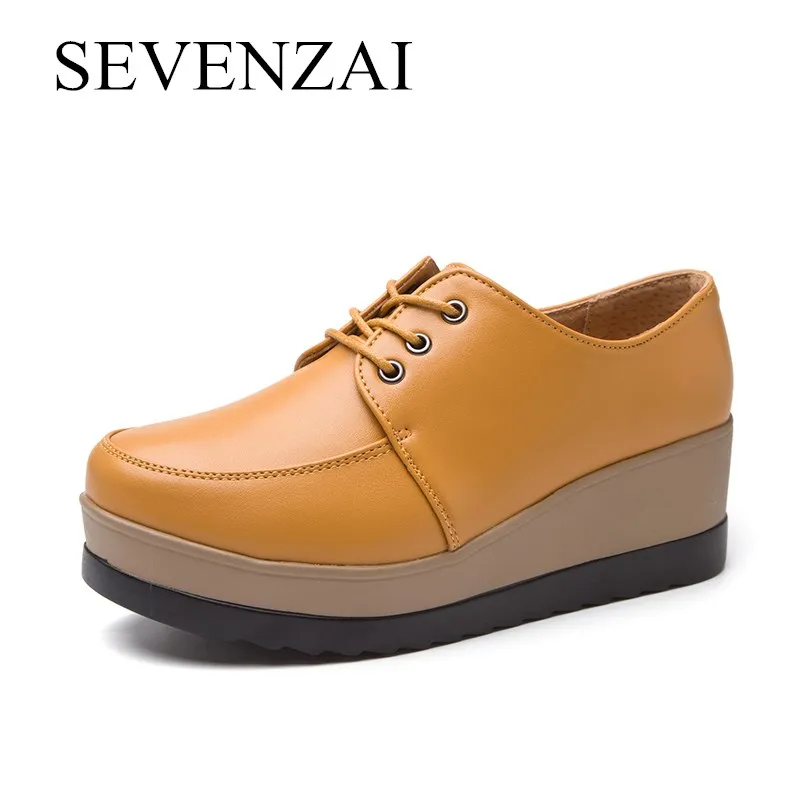 

platform black white brown yellow beige loafers winter autumn wedge height office work loafers casual heels ladies shoes women