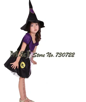 

Free shipping!!Halloween girl lovely violet black small witch suit Halloween costume for Cosplay stage costumes of the girls
