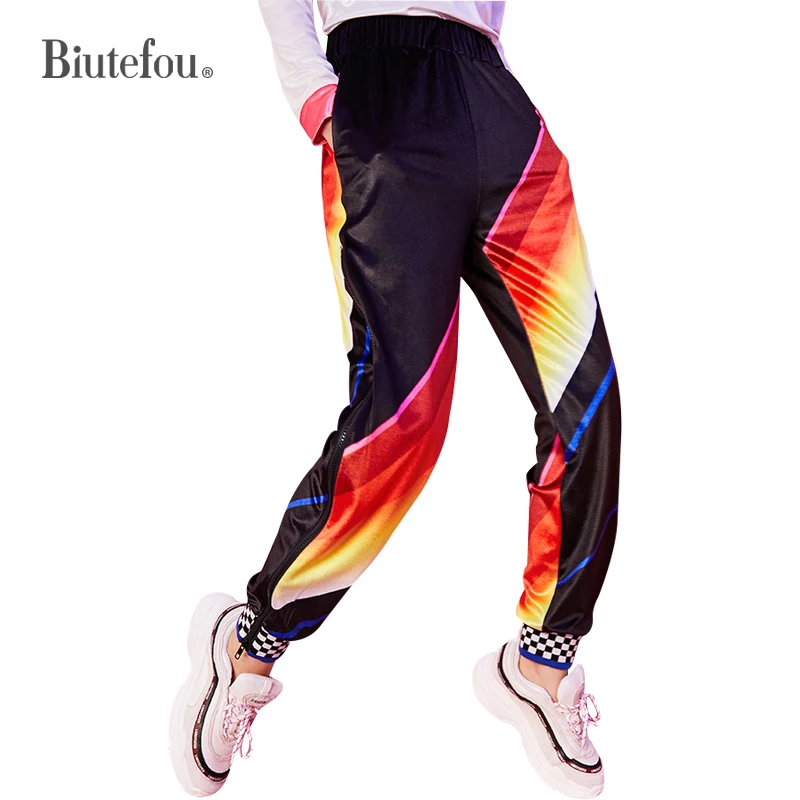 Mujeres Largo Show Cremallera Pantalones As De Nueva Otoño Paneles Rayas Llegada Harén Patchwork Delgado 2019 Las nXZ7vqq