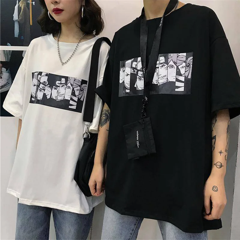 

Harajuku Tshirt Streetwear Men/Women 2019 Summer Plus Size Short Sleeve Couple T-shirt Casual Naruto Print Funny Lovers T Shirt
