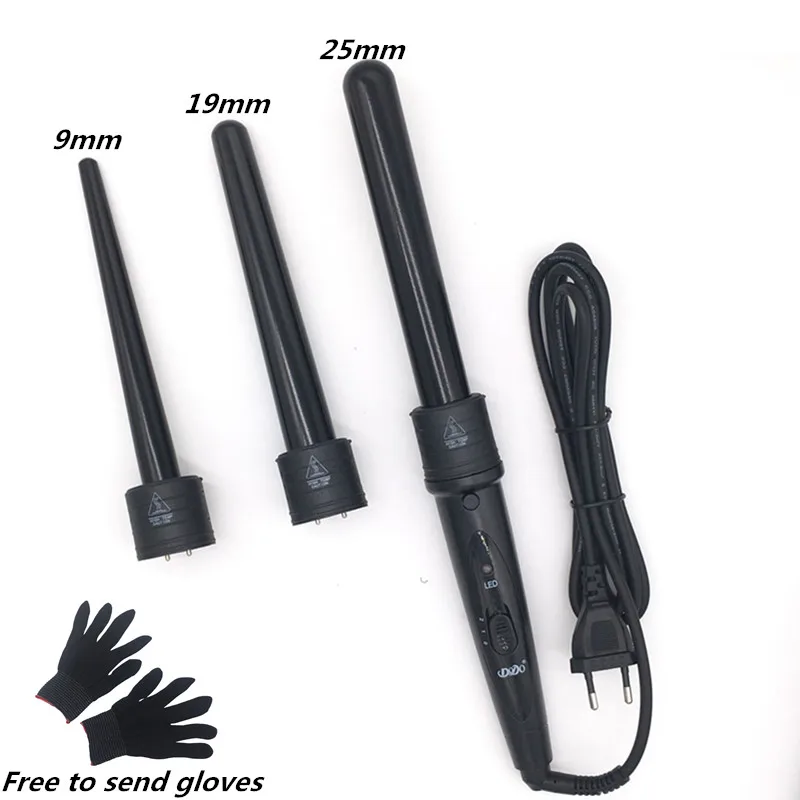 Foreign explosions curly hair multi-function 3p curly hair artifact ceramic roll bar free to send gloves