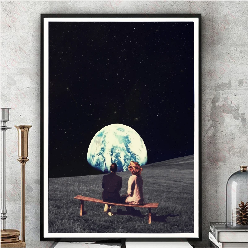 

Sci-Fi Poster Galaxy Space Canvas Art Print Earth Wall Pictures Surrealism Picture Art Home Decoration