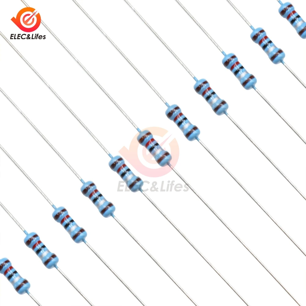 100 шт. металлического пленочного резистора 0 Омега/Ohm-10M Омега/Ом 1% 1/4W 0,25 Вт резистор Ассортимент Комплект