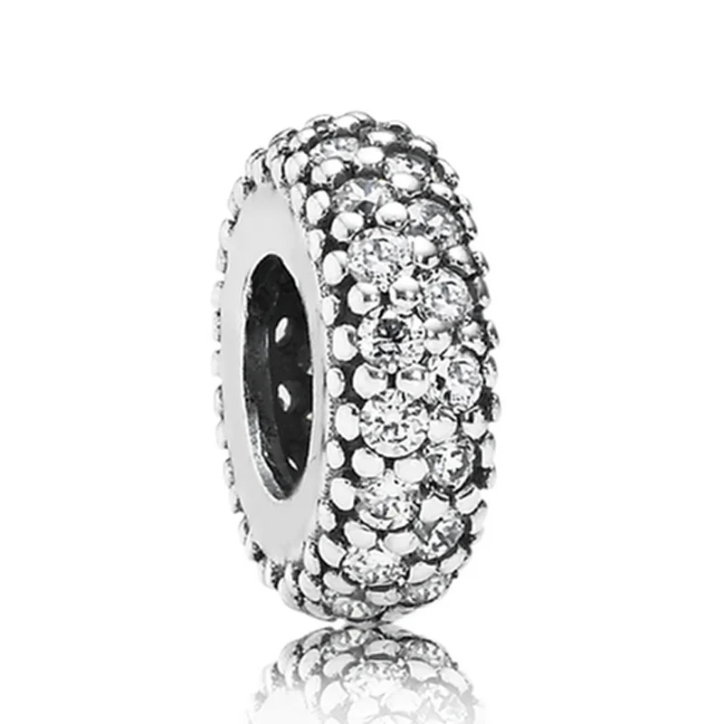 

S925 Silver DIY Jewelry Inspiration Within Spacer Charms fit Pandora Bracelets Bangle Clear CZ