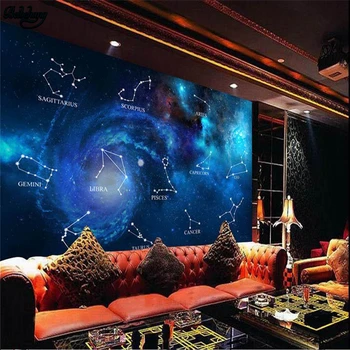 

beibehang Large Custom Wallpaper Blue Star Twelve Constellation Bar KTV TV Wall Decorative Painting