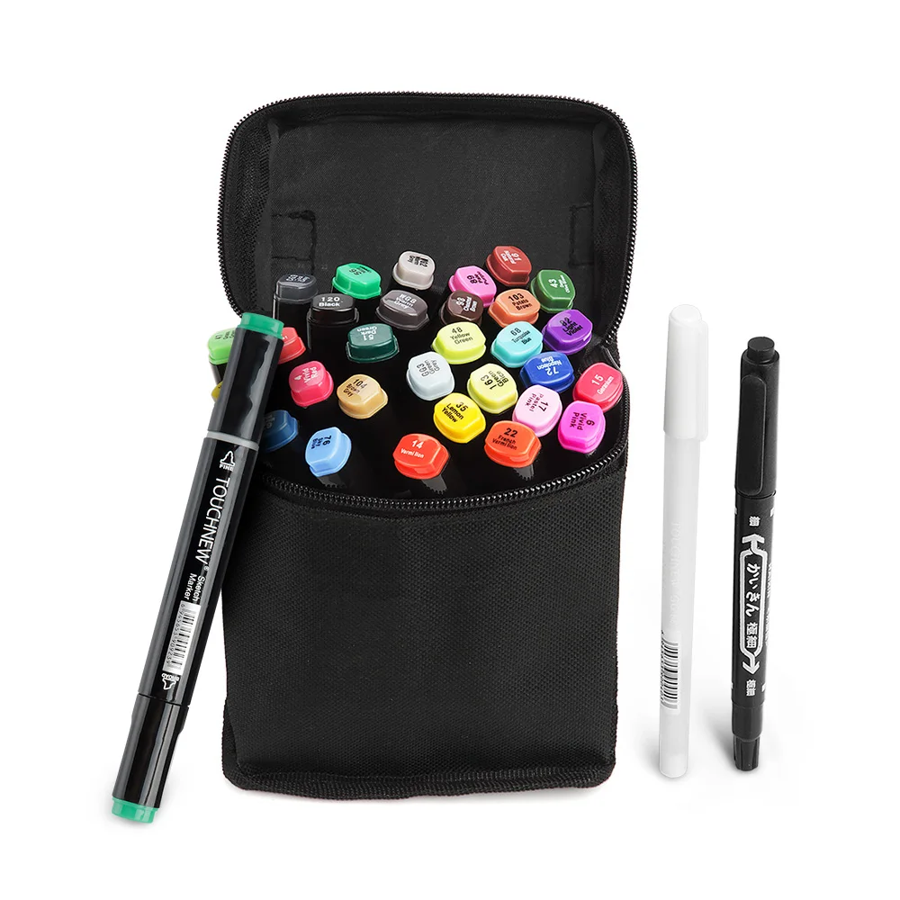 

30 Color TOUCHNEW Alcohol Art Dual Tip Sketch Pen Twin Tip Marker Pen Set+ Bag