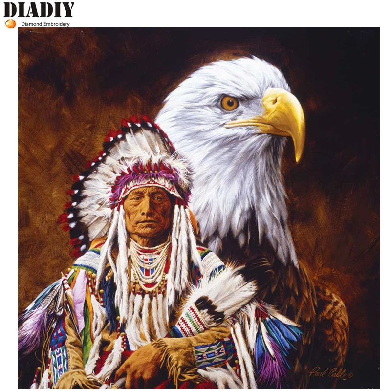 

Full round Diamond 5D DIY Diamond Painting American Indian eagle Embroidery Cross Stitch Rhinestone Mosaic Painting Decor
