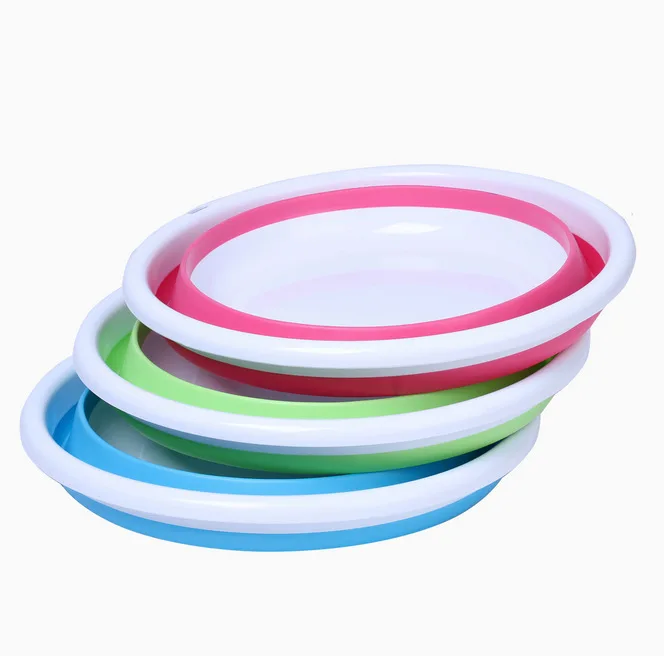 Cubo plegable azul portátil plegable Pie de baño plegable lavabo de turismo viajes al extranjero lavabo al aire libre suministros de Camping