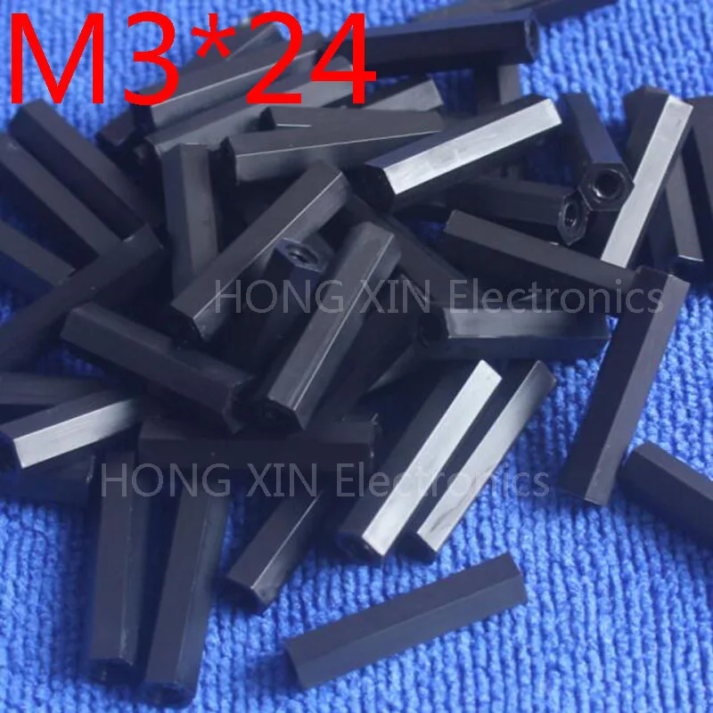 M3*24 Black 1 Pcs Nylon 24mm Hex Femalefemale Standoff Spacer Threaded