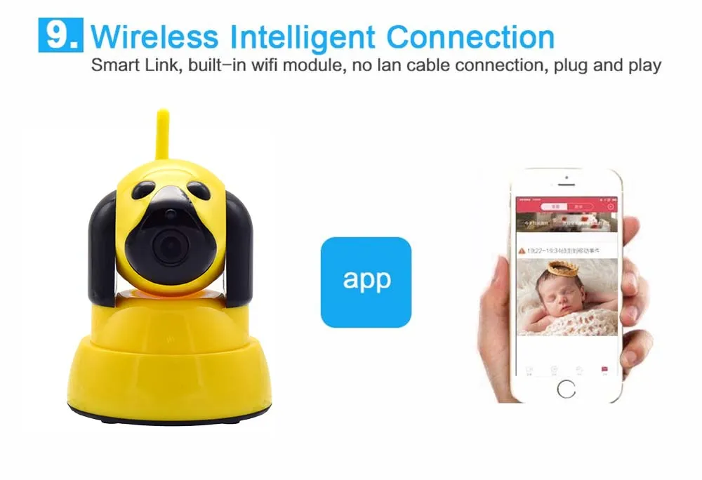 Wistino 720P Wireless IP Camera Motion Detection Home Baby Monitor IR Night Vision WiFi Camera Alarm Onvif Surveillance Security (16)