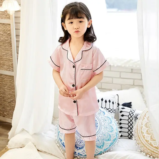 Summer Children Pajamas Suit Silk 2019 Pyjamas Set Boys Short sleeved