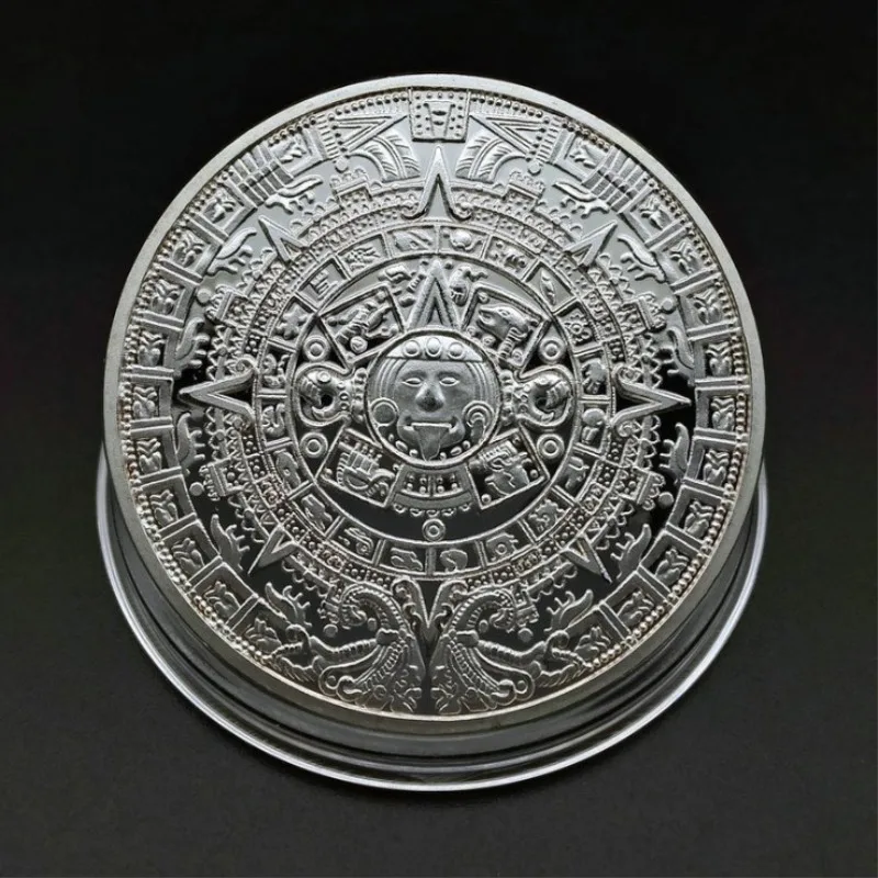 Мемориальная монета майя пирамиды монеты американские монеты Мехико ацтекские золото и серебро Иностранные монеты иностранных валют - Цвет: Silver no shell