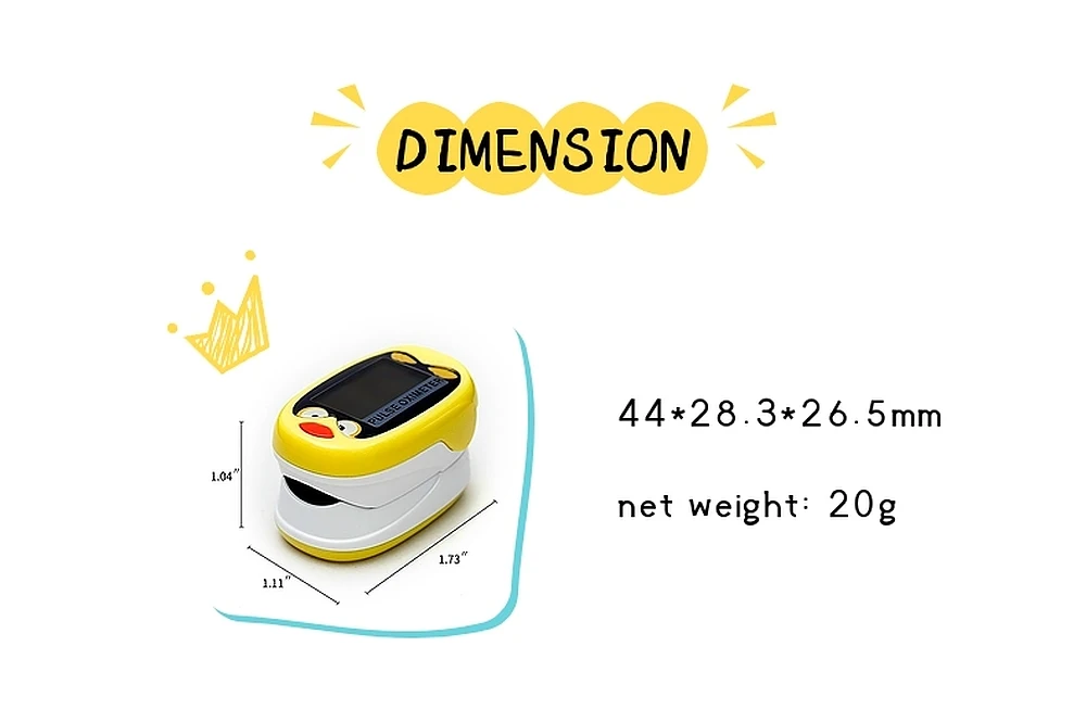 Аккумулятор, Пульсоксиметр для детей, SPO2, PR, милый дизайн для детей